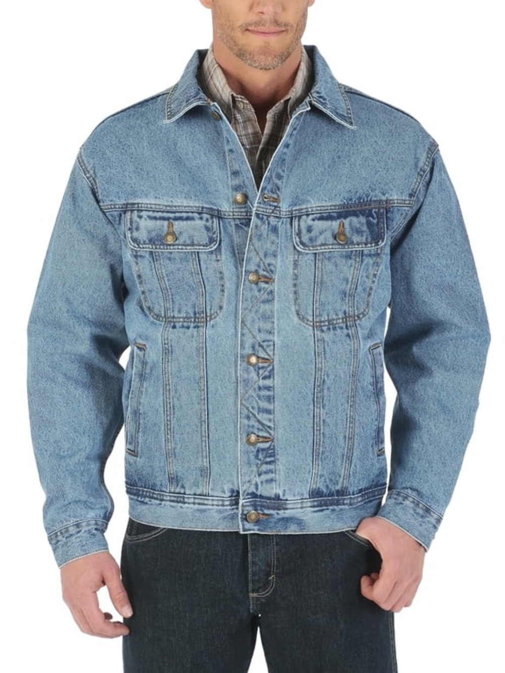 Wrangler Rugged Wear Cotton Classic Denim Trucker Jacket, Vintage Indigo – XL